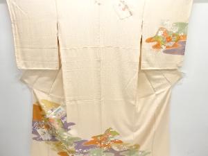 読み本に草花模様一つ紋訪問着